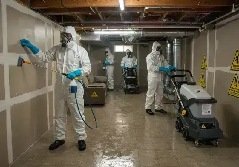 Basement Moisture Removal and Structural Drying process in Crane, MO